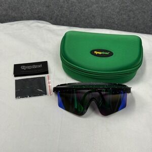 Tipsy Elves Major Lazer Visor Sunglasses Black Splatter Iridescent Shield SSG593
